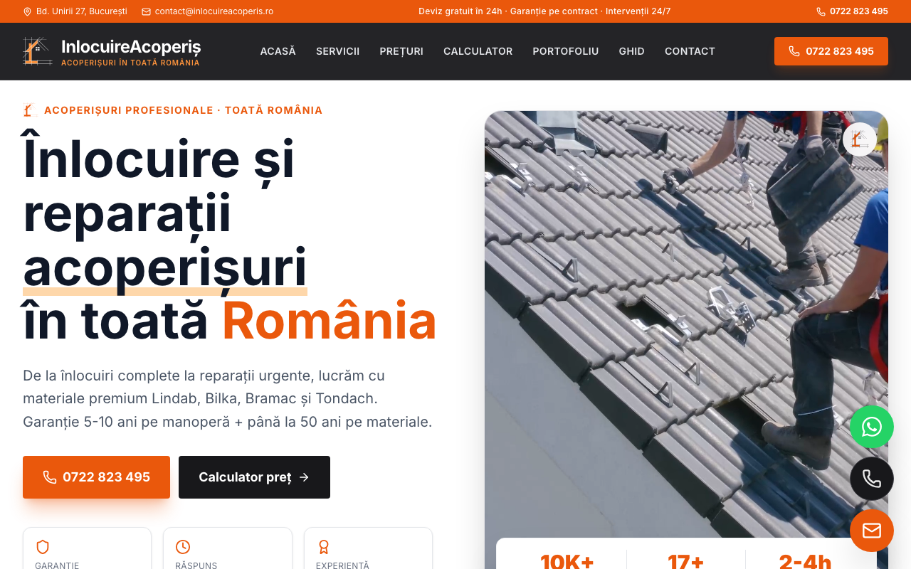 Inlocuire Acoperis — website firmă realizat de Website Firma (portofoliu)