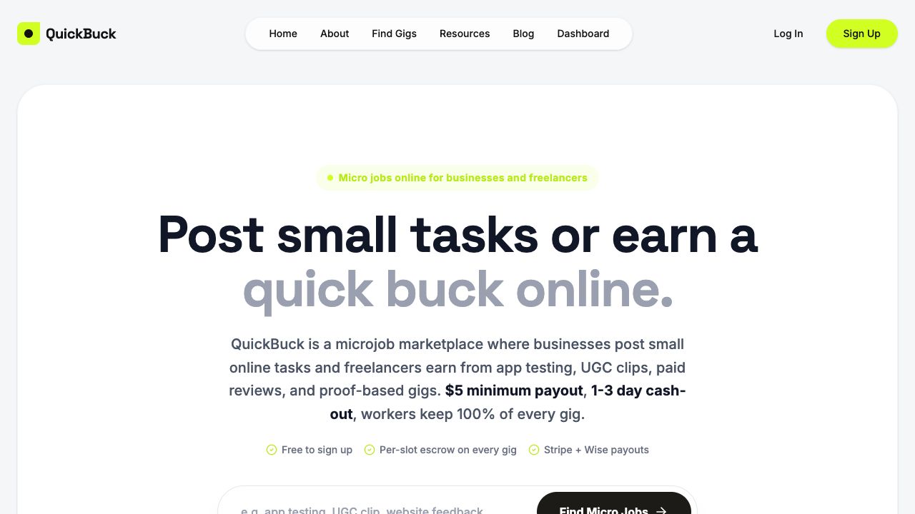 Screenshot QuickBuck